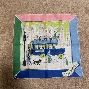 Vintage Irish Linen hand rolled hem handkerchief New York design